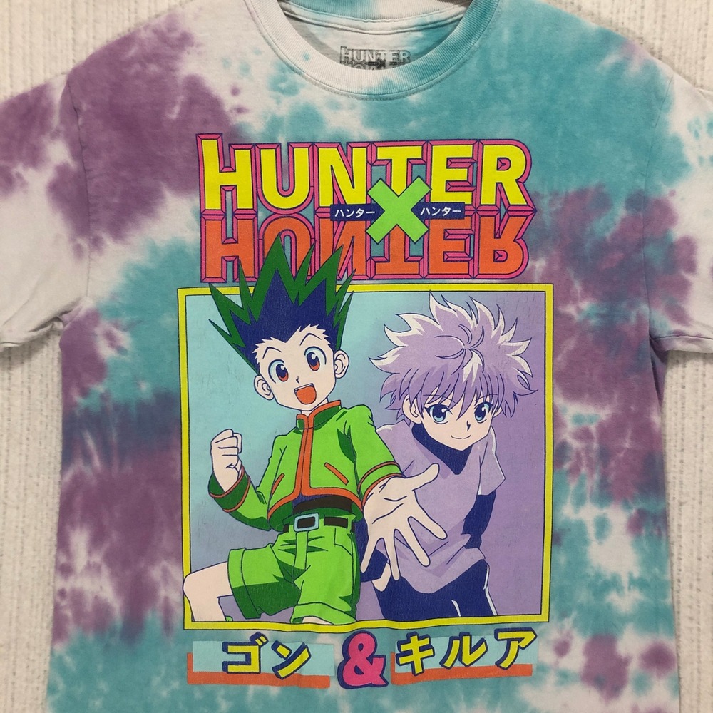 Hunter x Hunter Tie Dye Graphic T-Shirt Mens Medium Gon Killua Anime Tee Purple‎